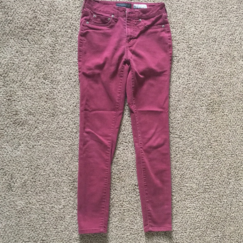 Burgundy High Waisted Jeggings